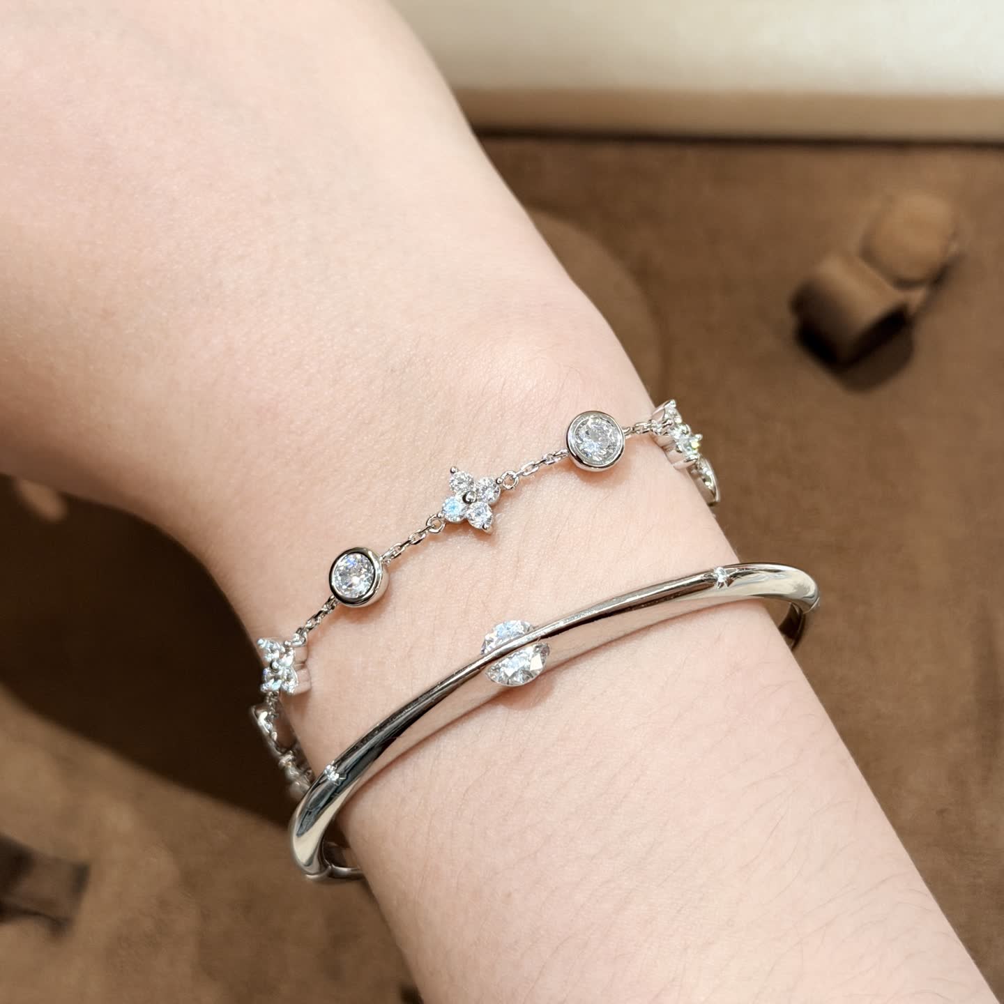 Van Cleef & Arpels S925 Silver Bracelet with Cubic Zirconia